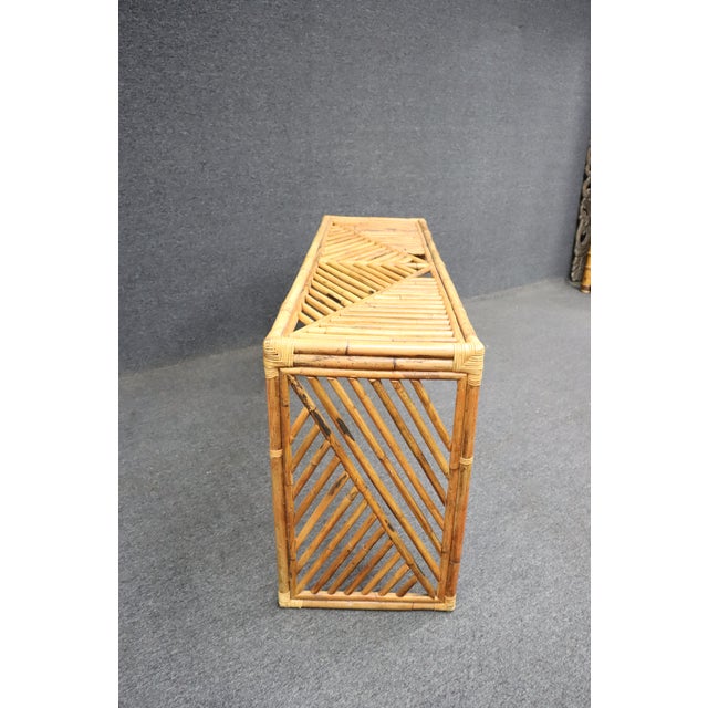 McGuire Attributed Mid Century Bamboo Console Table For Sale - Image 10 of 11