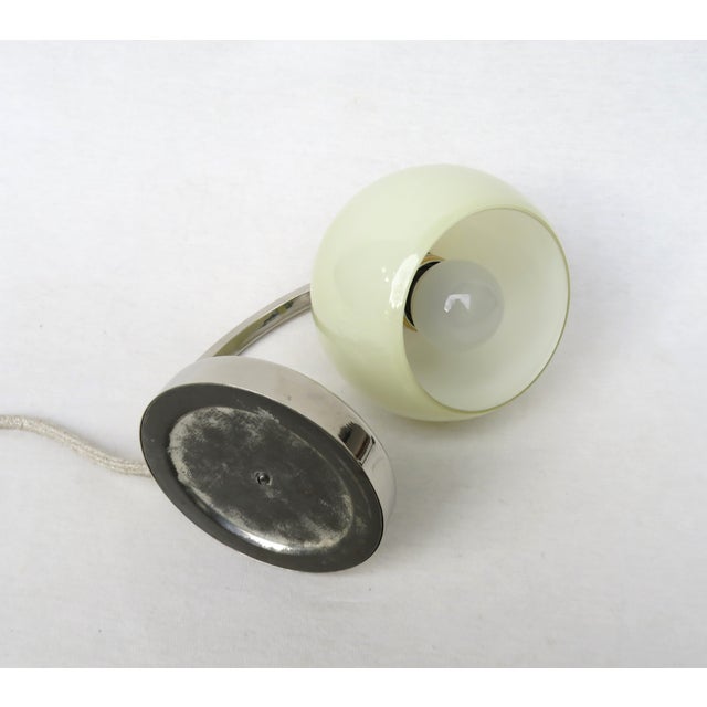 Metal Bauhaus Nickel-Plated Bedside Lamp with Beige Cased Glass, 1930s For Sale - Image 7 of 18