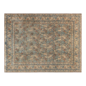 Authentic Persian Tabriz Beige Blue Handmade Wool Rug