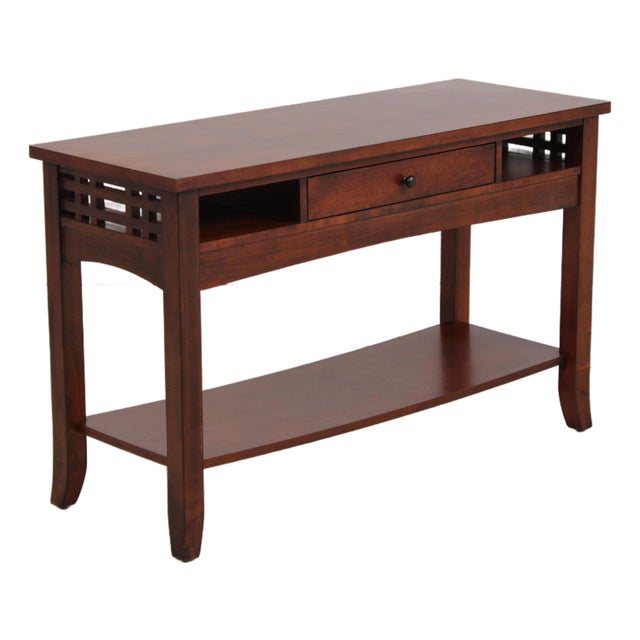 Arts & Crafts 2 Tier 1 Drawer Cherry Sofa Table For Sale