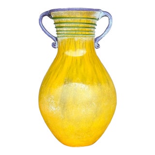 Vintage Boho Art Glass Vase For Sale