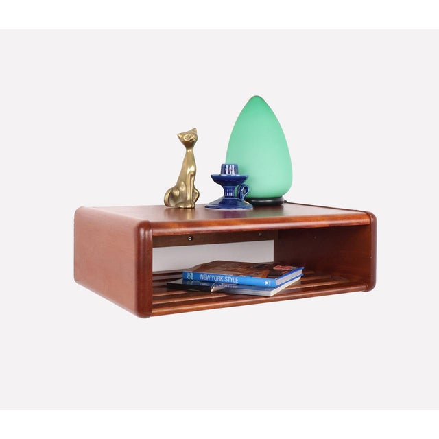 Mid-Century Modern Vintage Floating Wooden Wall Bedside Tables, 1960s, Set of 2 For Sale - Image 3 of 13