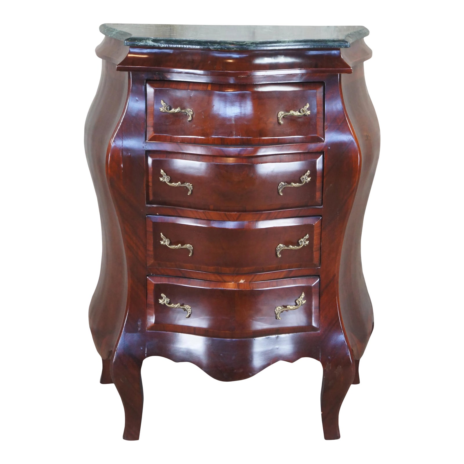 Antique Italian Rococo Crotch Mahogany Marble Bombe Lingerie Commode ...