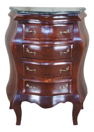 Antique Italian Rococo Crotch Mahogany Marble Bombe Lingerie Commode