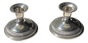 Art Deco Danish Low Silver Candleholders, 1950s, Set of 2