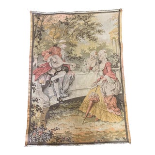 Antique Belgian Romantic Scene Tapestry Wall Hanging For Sale
