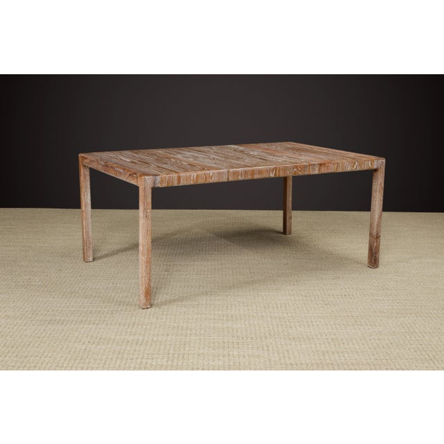Modern Lou Hodges California Modern Cerused Oak Extendable Dining Table, c 1979, Signed For Sale - Image 3 of 12