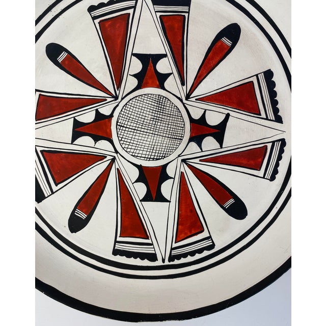 Tribal Vintage Hanging Ceramic Art Pottery Plate, Hopi Style Decorative Wall Dish For Sale - Image 3 of 6