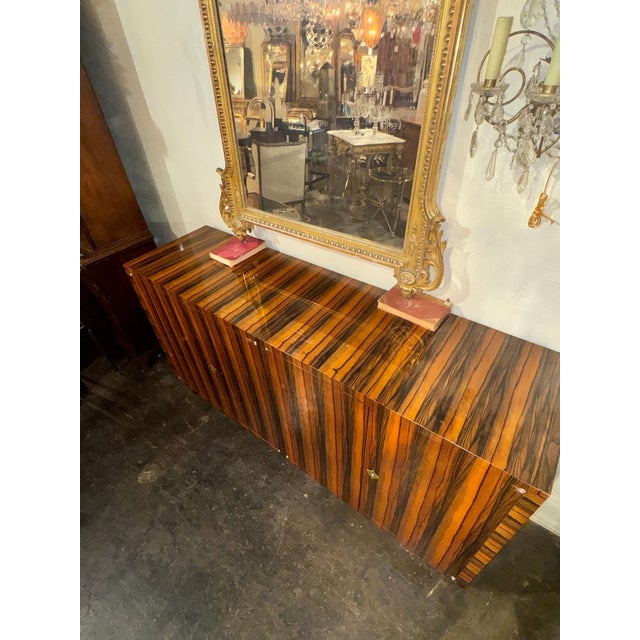 Italian Art Deco Style Zebrawood Sideboard For Sale - Image 4 of 7