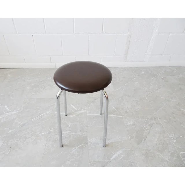 Brown Stool with Chrome Frame, 1970s For Sale - Image 6 of 11