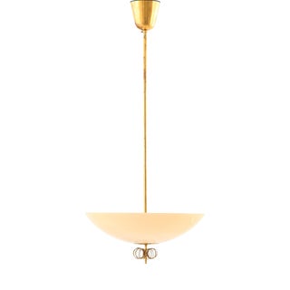 Ceiling Lamp in Brass and Glass from Paavo Tynell, 1950s For Sale