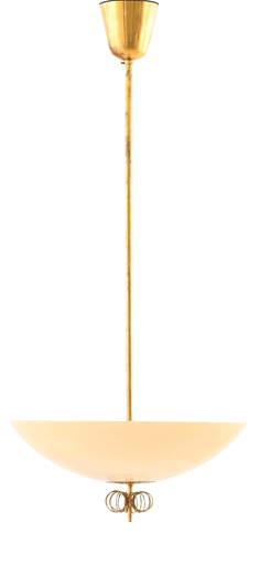 Ceiling Lamp in Brass and Glass from Paavo Tynell, 1950s