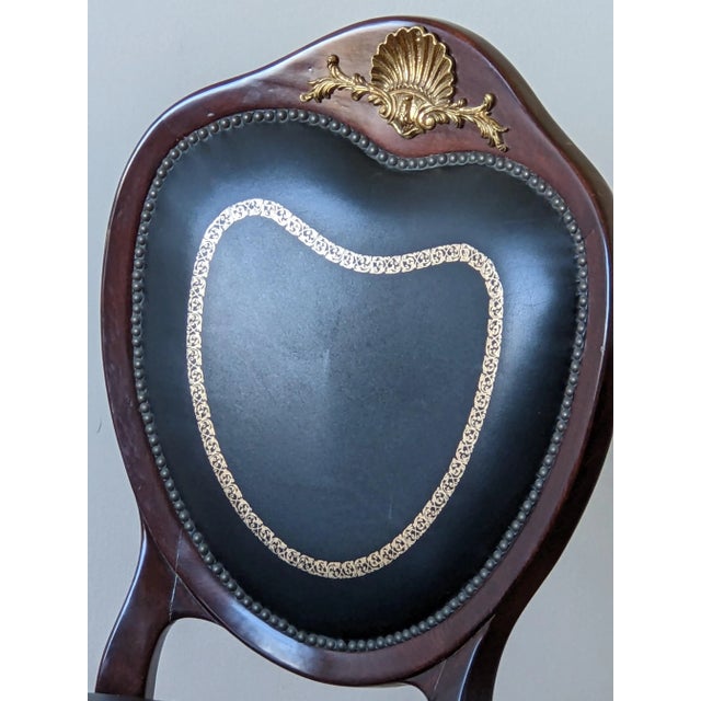 Heart Shape Late 18th Century Beautiful Wood, Brass, Leather Chair For Sale In Boston - Image 6 of 10