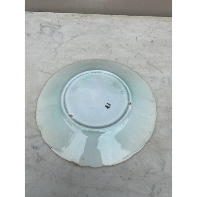 Majolica Bird With Cherries Plate Wasmuel, Circa 1890 For Sale - Image 4 of 5