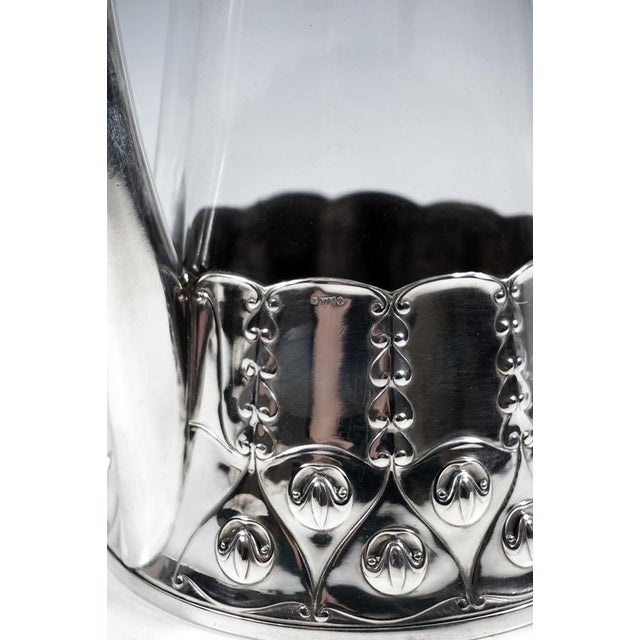 Glass Art Nouveau Carafe Decanter with Silver Mount from VSF Duesseldorf, Germany, 1900s For Sale - Image 7 of 9