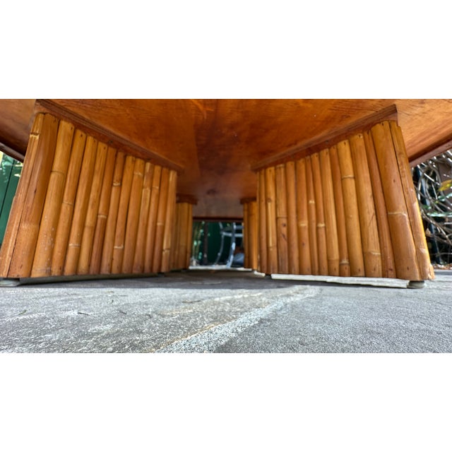 Vintage Split-Reed Rattan Coffee Table – Paul Frankl Style For Sale - Image 10 of 11