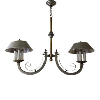 Farmhouse/Coastal Style Double-Armed Hanging Fixture in Pewter and Vintage Finish? For Sale