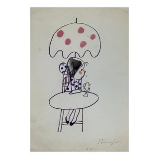 Janusz Stanny, A Girl, Original Illustration, Watercolour For Sale