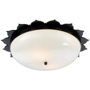 Alexa Hampton for Visual Comfort Signature Rachel Large Flush Mount in Gun Metal with White Glass