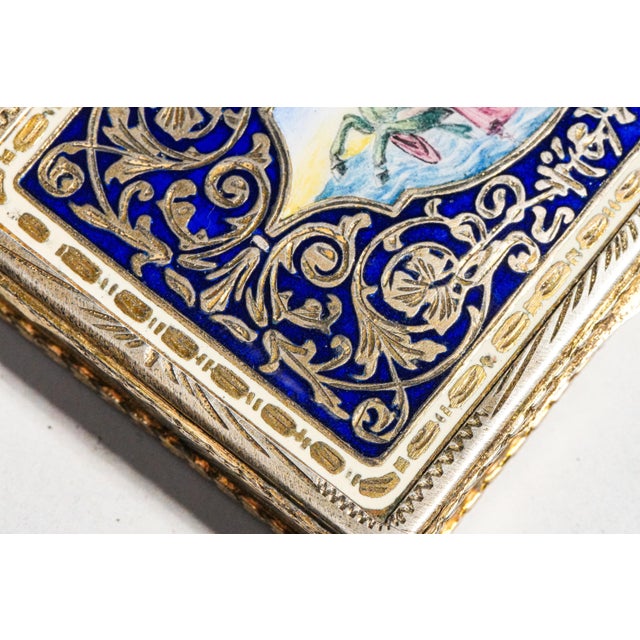19th Century Amazing European 19th Century Antique Continental 800 Silver Gold Gilt Enamel Snuff Box Nereid Riding Hippocamp Neoclassical Art Tobacciana For Sale - Image 5 of 16