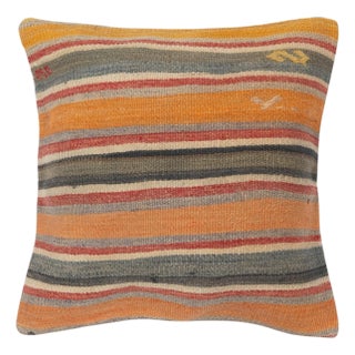 20"x20" Handwoven Kilim Cushion Cover. Vintage Pillowcase. Turkish Accent Pillow For Sale