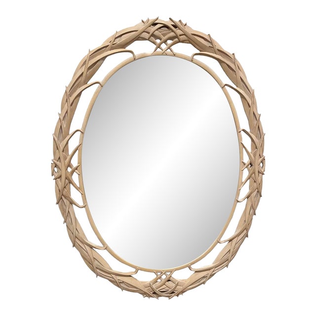 Vintage Carolina "Palm Frond" Oval Wall Mirror For Sale