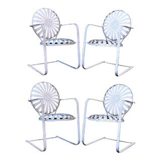 Francois Carre Cantileve Garden Chairs - Set of Four For Sale