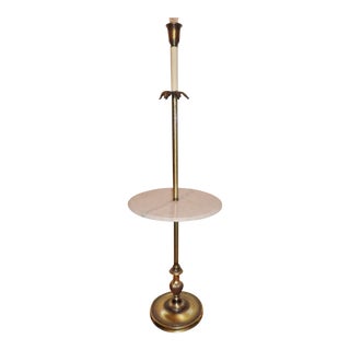 Mid-Century Hollywood Regency Italian Marble & Brass Floor Lamp For Sale