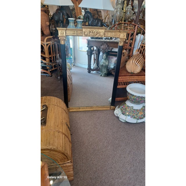 Mid 20th Century Vintage Neoclassical Style Black and Gilt Mirror For Sale - Image 5 of 6