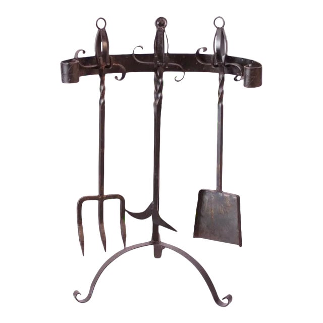 Mid-Century Modern Decorative Forged Iron Firetools For Sale