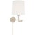 Barbara Barry for Visual Comfort Signature Go Lightly Swing Arm Wall Light in China White with Linen Shade For Sale