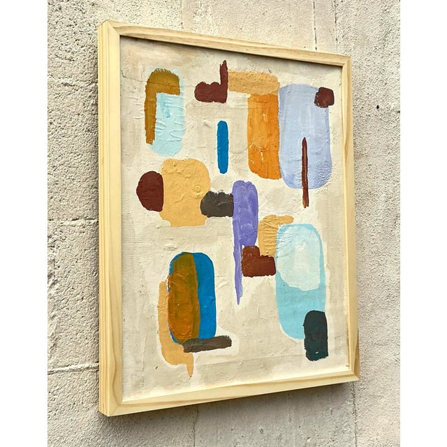 Vintage Boho Original Abstract Oil Paining on Canvas For Sale - Image 9 of 12