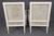 French Pair Creme Distressed Painted French Louis XVI Bergere Chairs For Sale - Image 3 of 11