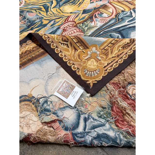 Gold Vintage European Courtly Music Scene Figural Wall Tapestry - 5'5" X 5'1 For Sale - Image 8 of 9