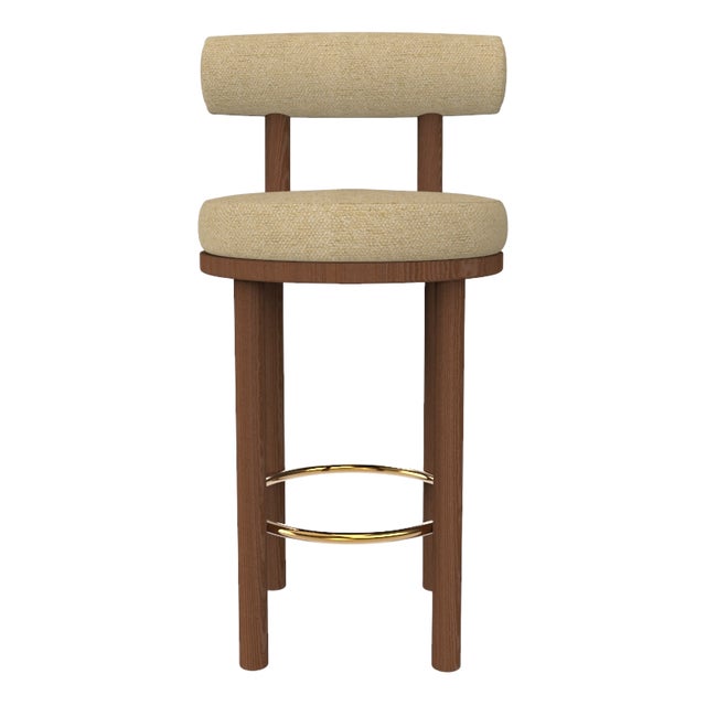 Collector Modern Moca Bar Chair in Safire 15 Fabric and Smoked Oak by Studio Rig For Sale