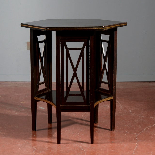 Hexagonal Liberty Coffee Table with Brass Frames, 1920s For Sale - Image 15 of 18