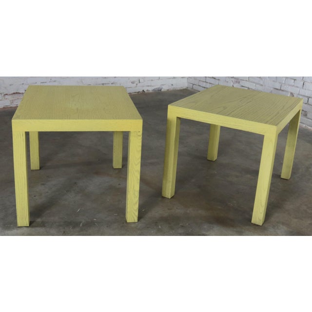 Mid Century Modern Blonde Cerused Oak Parsons End Tables Style Wormley for Dunbar For Sale - Image 13 of 13