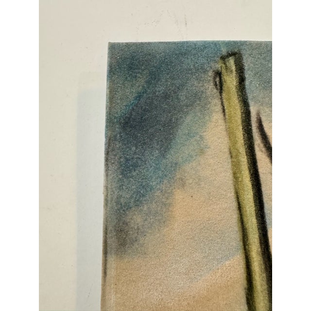 Henry Emil Salloch Original Pastel on Paper Expressionist Harbor Seascape, 1966. For Sale - Image 4 of 7