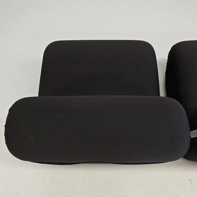 Boomerang Armchairs in Black Stretch Fabric by Rodolfo Bonetto for Flexform, 1970s, Set of 2 For Sale - Image 16 of 18