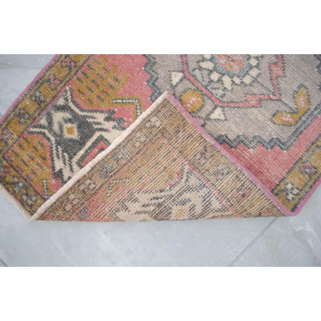 Rose 1970s Hand Knotted Turkish Runner - 1'7" X 3'1" For Sale - Image 8 of 8