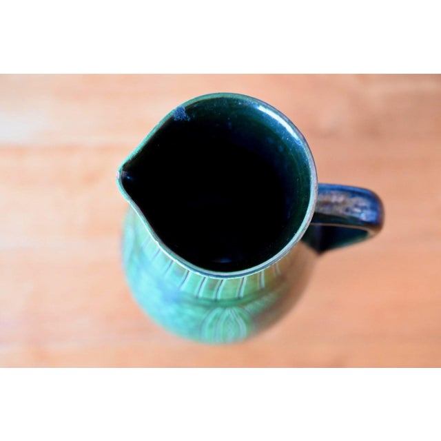 20th Century Bohemian Pitcher in Glazed Terracotta and Deep Green Sgraffito, 1950s For Sale - Image 6 of 9