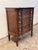 French 1900s Antique French Louis XVI Style Carved Oak Marble Top Commode For Sale - Image 3 of 12