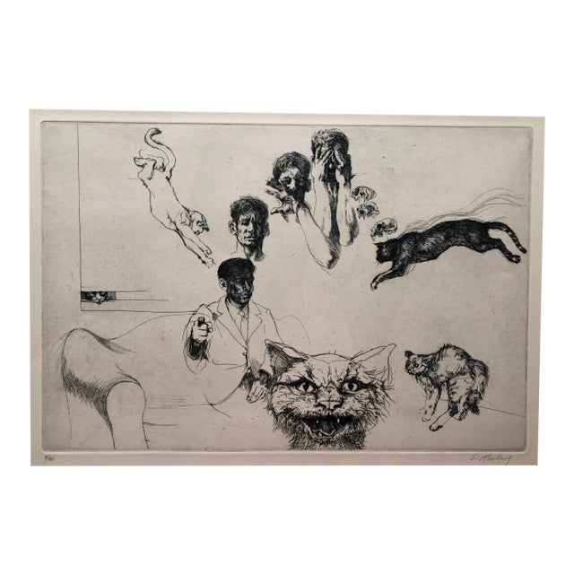 Self Portrait With Cats by Sigmund Abeles 1965 For Sale