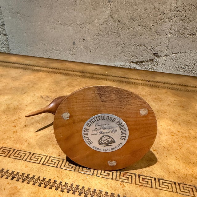 Wood Vintage Hand-Carved Wooden Shorebird Figurine Heritage Myrtlewood For Sale - Image 7 of 9