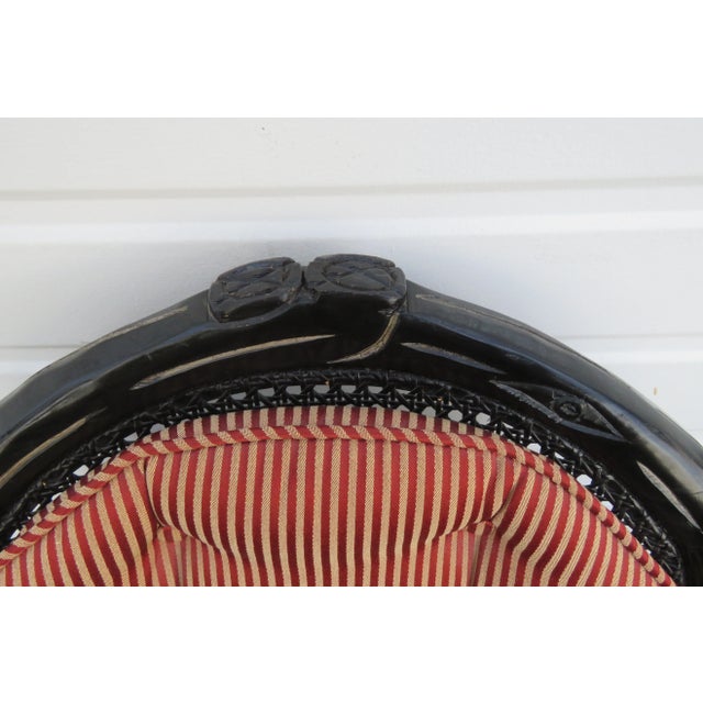 Hollywood Regency Pair of Painted Black Side Livingroom Fireplace Chairs For Sale In Miami - Image 6 of 13