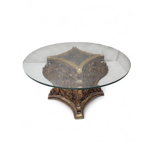 Gold Antique Italian Architectural Carved Ornate Gilt Wood Base Dining/Center Table For Sale - Image 8 of 8