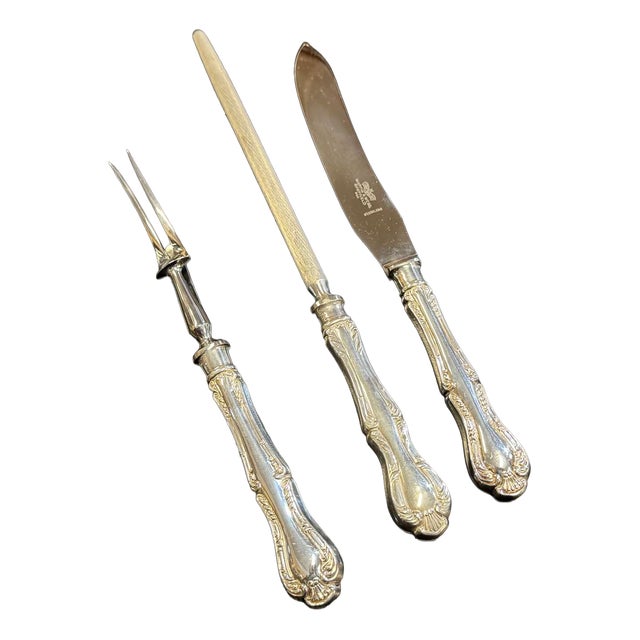 Russell Pattern Silver-Plated Carving Set by Mappin & Webb, Set of 3 For Sale