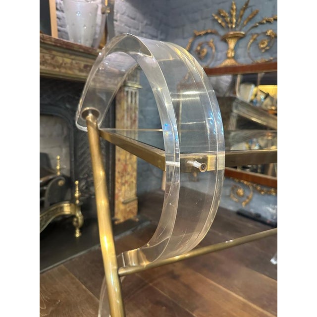 Vintage French Acrylic and Brass Console Table, 1980 For Sale - Image 4 of 15