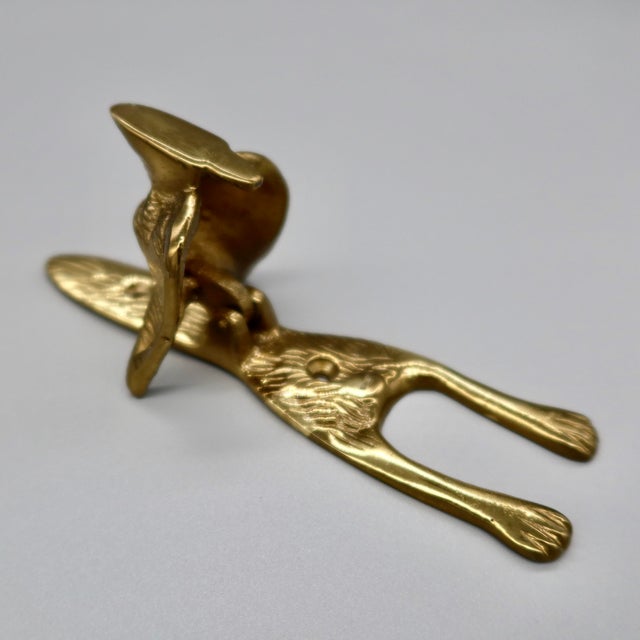 Vintage Brass Fox Head Door Knocker — Figural Animal Hardware For Sale - Image 4 of 7