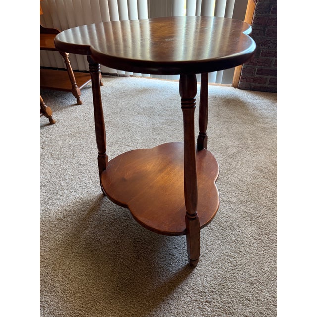 Mid-Century Modern Attributed Heywood-Wakefield Cloverleaf Lamp Table No. 3842g Birch For Sale - Image 3 of 6